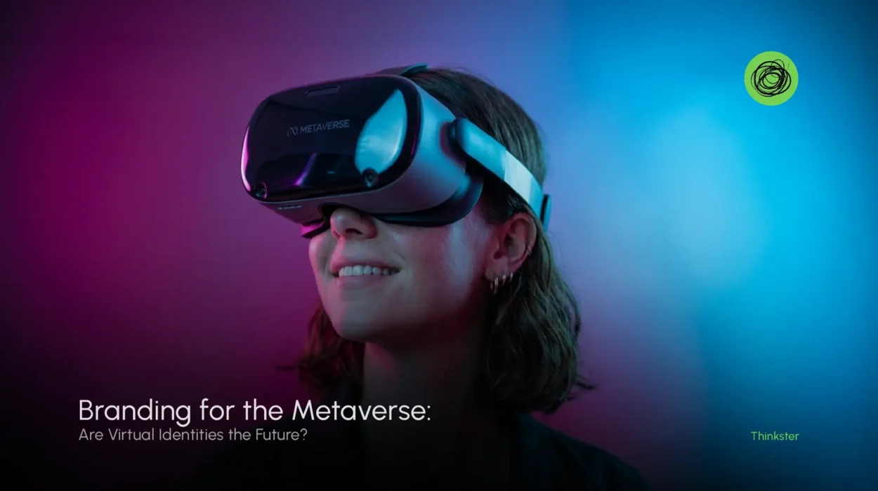 Futuristic digital world with virtual avatars, branded spaces, and immersive identity experiences in the metaverse.
