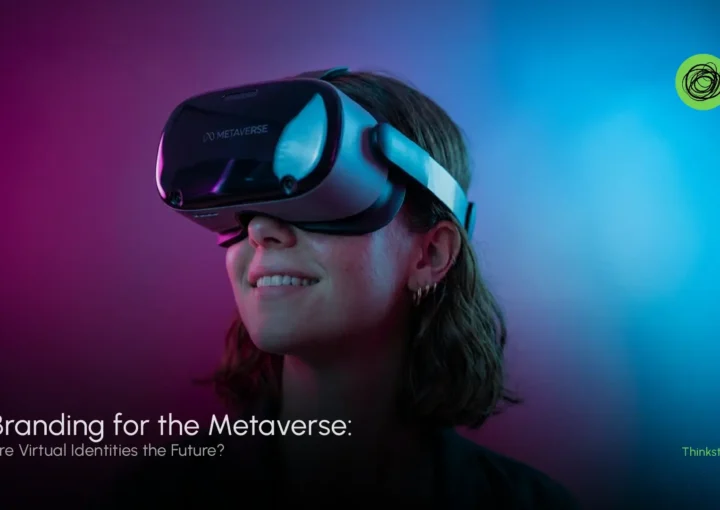 Futuristic digital world with virtual avatars, branded spaces, and immersive identity experiences in the metaverse.