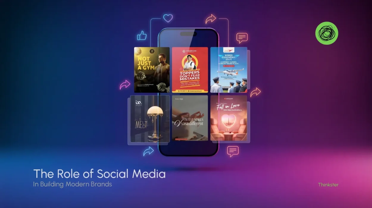 Social media branding digital banner showing the role of social media in building modern brands and driving audience engagement