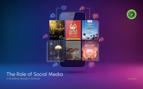 Social media branding digital banner showing the role of social media in building modern brands and driving audience engagement